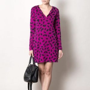 DvF REINA LITTLE LEAVES MEDIUM ORCHID DRESS -sz 4